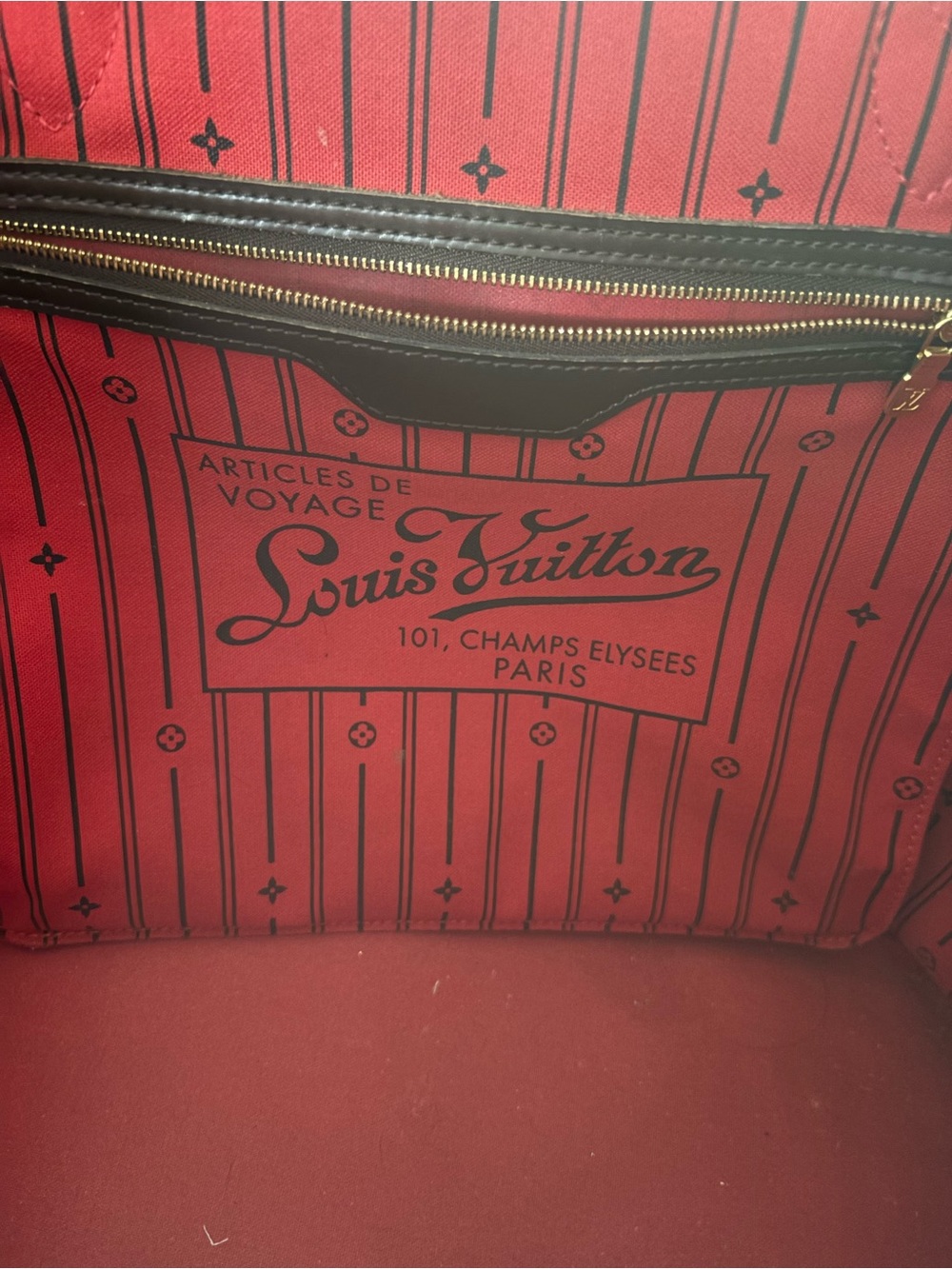 Louis Vuitton Brown Damier Ebene Tote with Dark Leather Trim - Picture 3 of 6